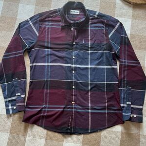 Barbour button down, tailored fit, size medium in burgundy and navy